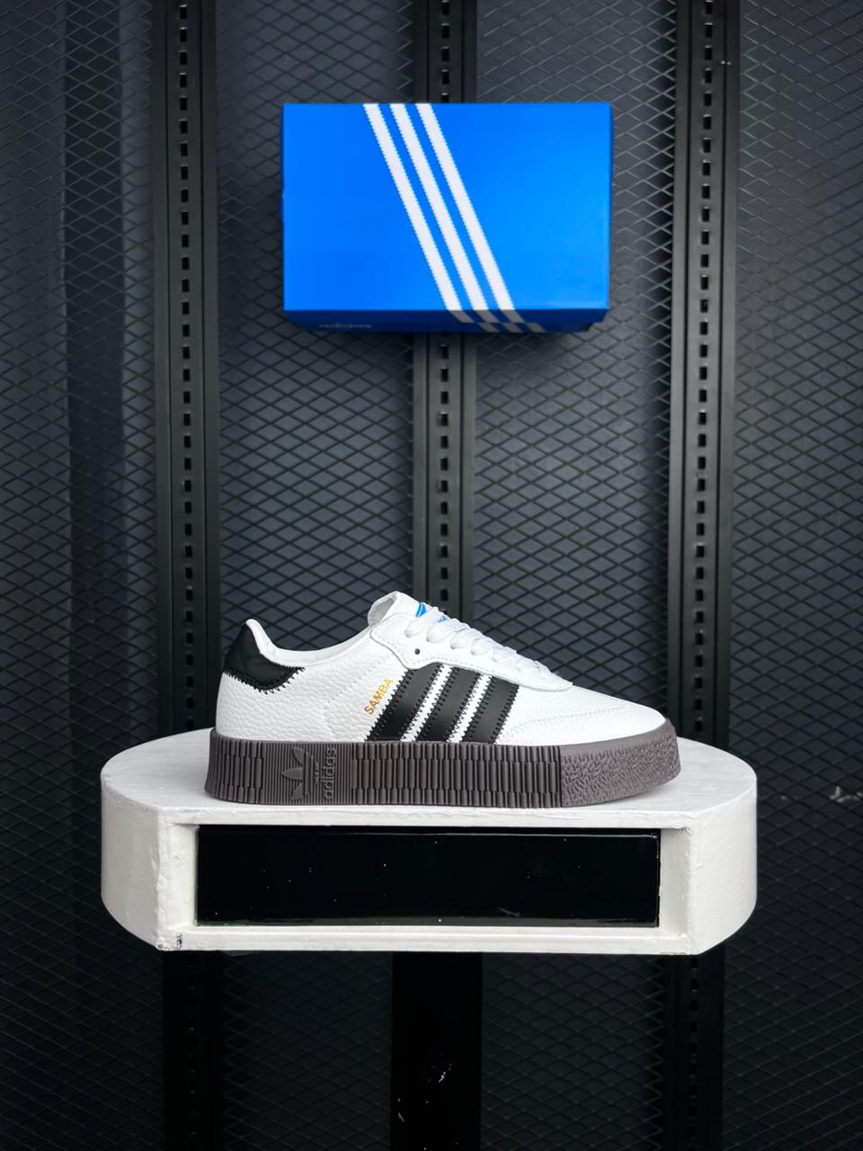 Adidas Gazelle Bold Platform Sneaker (White/Black/Stacked Grey)