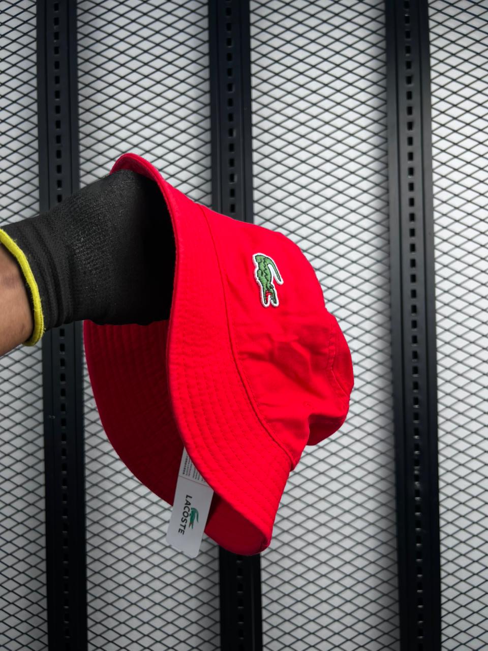 Lacoste Unisex Organic Cotton Bucket Hat - Bright Red